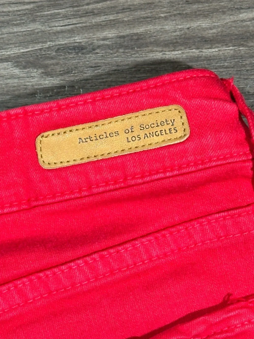ARTICLES OF SOCIETY Red Faux Front Pocket  Skinny Jeans 26